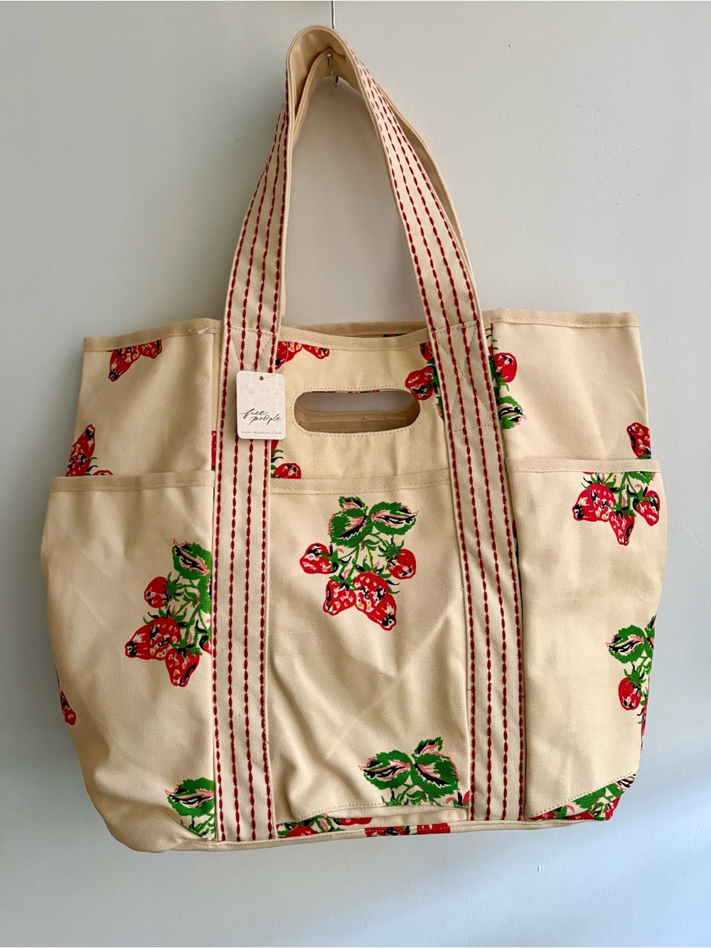 Free People Strawberry Caravan Canvas Tote ๐New with tags!!๐ฅ - Picture 2 of 16